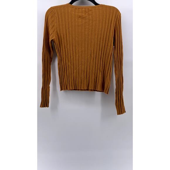 EXIT Urban & Vintage Women's Burnt Orange Ribbed Crewneck Long Sleeve Top SZ M - Picture 2 of 10